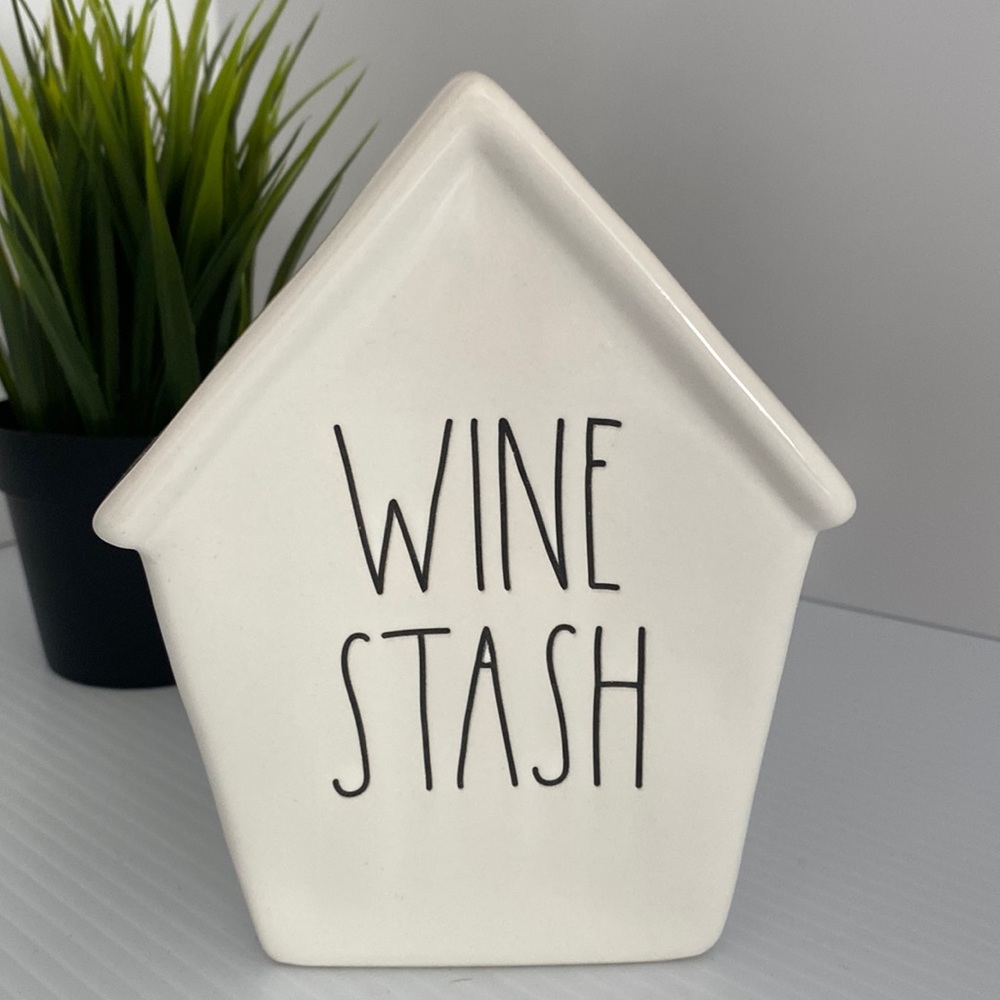 Rae Dunn bank wine stash ceramic white